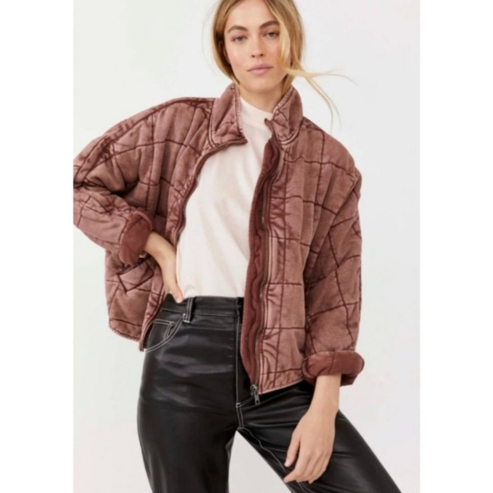 Free People mauve Dolman Quilted Jacket size Large